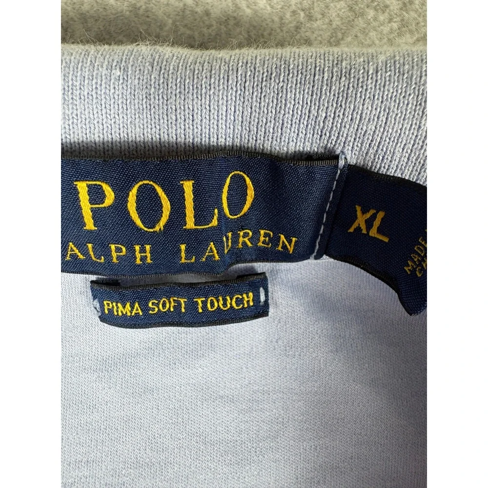 Polo Ralph Lauren Polo Shirt Mens XL Blue Pima Soft Touch Premium Heritage Slit